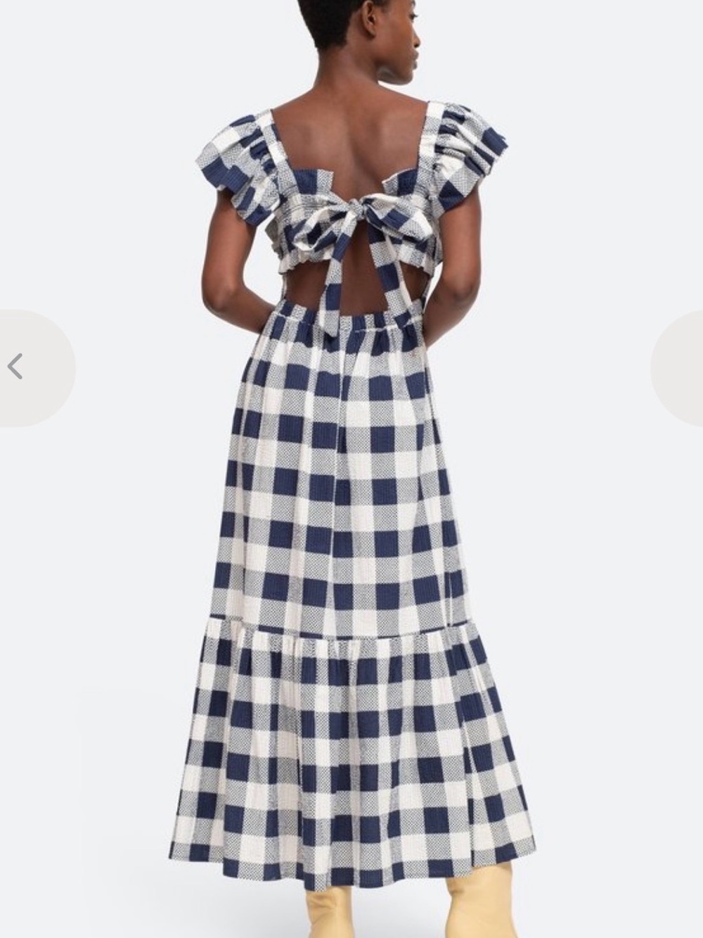 Sea New York Morgan Dress Cotton Seersucker Gingham Maxi Dress L